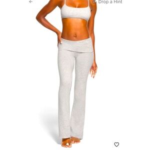 SKIMS COTTON JERSEY FOLDOVER FLARE LIGHT HEATHER GREY XS NWT